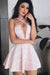 A-Line Cross Neck Pink Homecoming with Keyhole Sexy Short Prom Dress - Prom Dresses