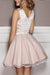 A-line Deep V-neck Sexy Appliques Sleeveless Short Junior Homecoming Dresses - Prom Dresses