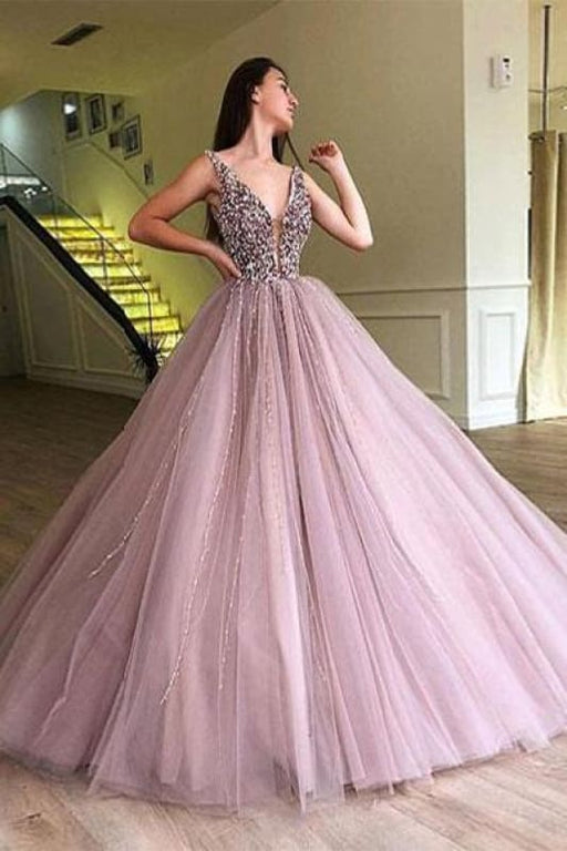 A-line Elegant Sparkly Two Piece Long Prom Dresses Cheap - Bridelily A-line Elegant Sparkly Two Piece Long Prom Dresses Cheap - Bridelily