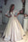 A-line Half Sleeves V-neck Ruched Prom with Lace Top Long Evening Dress - Prom Dresses