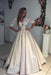 A-line Half Sleeves V-neck Ruched Prom with Lace Top Long Evening Dress - Prom Dresses