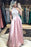 A Line Halter Backless Pink Prom with Pockets Long Formal Dresses - Prom Dresses