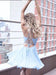 A-Line Halter Criss-Cross Straps Chiffon Homecoming with Pleats Short Blue Dress - Prom Dresses