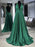 A Line Halter Neck Backless Green Long Prom Dresses, Backless Green Formal Dresses, Green Evening Dresses