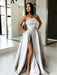 A Line High Slit Gray Long Prom Dresses with Belt, Gray Long Formal Dresses Evening DressesGraduation Dresses with High Slit
