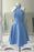 A Line High Neck Sleeveless Knee Length Homecoming Dress Blue Prom Gown - Prom Dresses