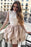 A Line High Neck Two Tiers Appliques Long Sleeves Short Homecoming Dress - Prom Dresses