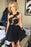 A-line Homecoming Short Prom Chiffon Black Backless Cocktail Dress with Appliques - Prom Dresses