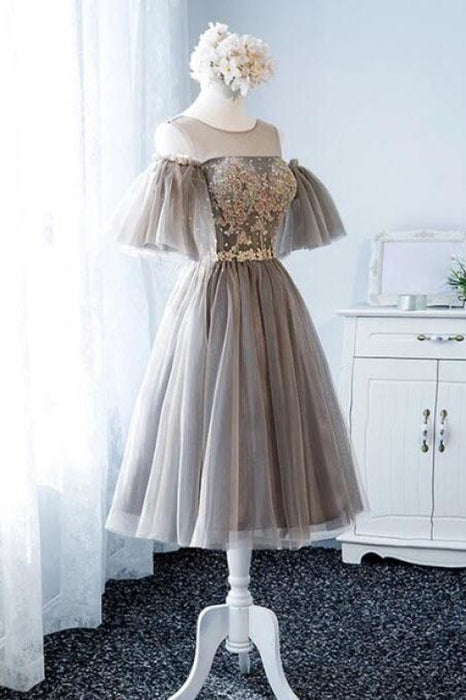 Jovani 09728 Short Tulle Fit & Flare Formal Cocktail Dress Sheer Lace –  Glass Slipper Formals