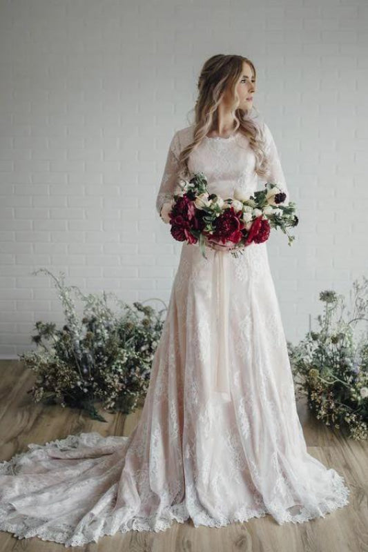 lace antique dresses Moonlit Garden Dress Scoop Neck 5 Vintage Lace Long Sleeves V