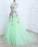 A Line Mint Green Sleeveless Formal with Appliques Long Tulle Prom Dress - Prom Dresses