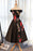 A Line Off Shoulder Black Ankle Length Satin Prom Dresses with Appliques - Prom Dresses