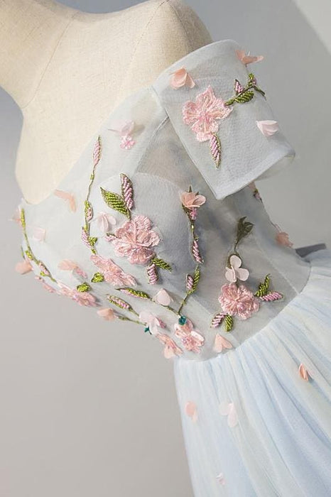 A Line Off the Shoulder Appliques Homecoming Cheap Short Prom Dress - Prom Dresses