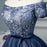 A Line Off the Shoulder Tulle Prom Belt Cute Graduation Dress with Applique - Prom Dresses