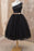 A Line One Shoulder Black Tulle Tea Length Homecoming with Belt Short Prom Dresses - Prom Dresses