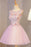 A Line Pink Tulle Homecoming Flowers Short Prom Dress with Beads - Prom Dresses
