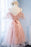 A Line Pink Tulle Lace Homecoming Dress Cute Short Prom Gown with Pearls - Prom Dresses