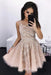 A Line Round Neck Tulle Beading Homecoming Dresses Applique Short Graduation Dress - Prom Dresses
