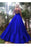A-Line Royal Blue Spaghetti Straps Satin Prom Dress with Pleats Graduation Gown - Prom Dresses