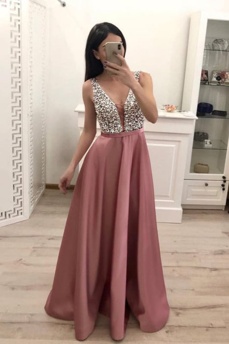 A Line Satin Purple Long Sleeve Prom Dresses 2021 - Bridelily A Line Satin Purple Long Sleeve Prom Dresses 2021 - Bridelily