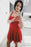 A-Line Scoop Neck Red Homecoming Simple Lace Sweet 16 Dress - Prom Dresses