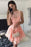 A-Line Short Dropped Pink Homecoming Mini Sleeveless Lace Cocktail Dress - Prom Dresses