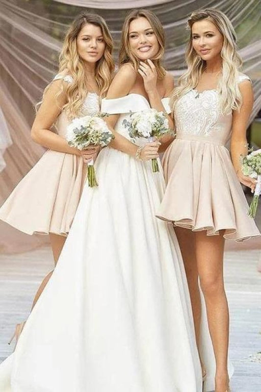 A-Line Short Lace Appliques Bridesmaid Dress - Bridesmaid Dresses