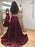 A Line tti Straps Burgundy Satin Long Prom Dresses with Pocket, Burgundy Formal Dresses, Burgundy Evening Dresses