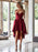A-Line Spaghetti Straps High Low Red Lace Bridesmaid Dress - Bridesmaid Dresses