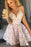 A-Line Spaghetti Straps Pink Homecoming Dress Short Lace Formal Dresses - Prom Dresses
