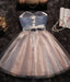 A-line Strapless Short Tulle Sash Homecoming Cocktail Party Dresses for Teens - Prom Dresses