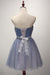 A-line Strapless Short Tulle Sash Homecoming Cocktail Party Dresses for Teens - Prom Dresses