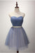 A-line Strapless Short Tulle Sash Homecoming Cocktail Party Dresses for Teens - Prom Dresses