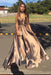 A Line Straps Floor Length Deep V Neck Sleeveless Long Prom Dress - Prom Dresses
