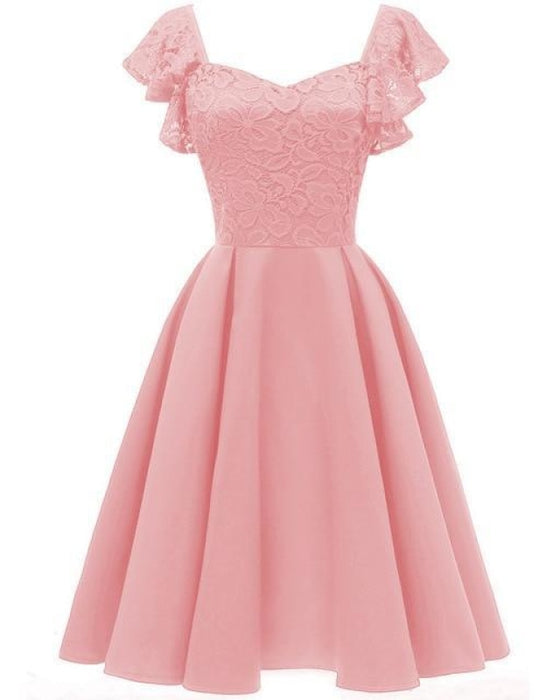 A-line Street Vestidos Lace Dress Elegant Women Dress - Pink / S - lace dresses
