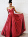 A Line Sweetheart Neck Burgundy Sequins Long Prom Dresses, Burgundy Evening Dresses, Formal Dresses