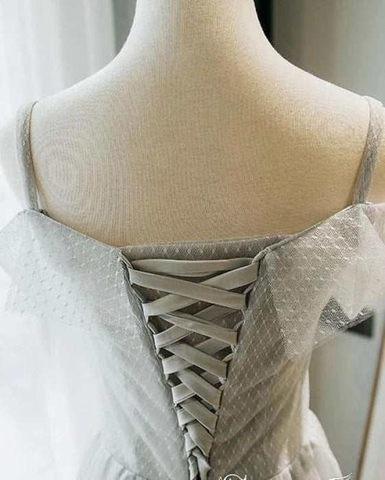 A Line Tea Length Off the Shoulder Homecoming Dresses with Lace Appliques - Prom Dresses