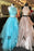 A-line Two Piece Peach Pink Jewel Sleeveless Open Back Floor-length Prom Dress - Prom Dresses