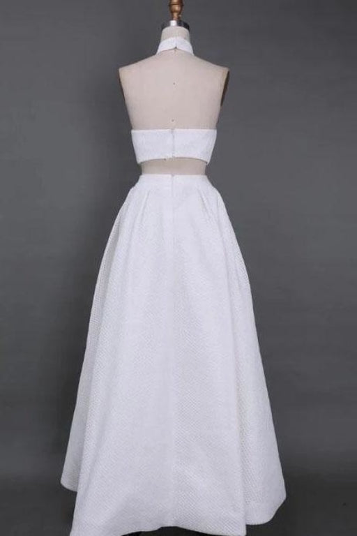 A Line Two Piece Split Prom Dress Sexy Strapless Long Formal Dresses - Prom Dresses