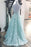A Line V Neck Backless Blue Lace Long Prom Dresses, Backless Blue Formal Dresses, Blue Lace Evening Dresses