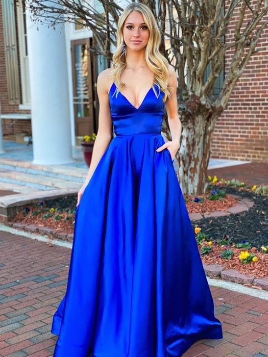 Sweetheart Neck Light Blue Satin Prom Dresses With Leg Slit, Light Blu –  morievent