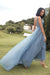 A Line V Neck Blue Lace Tulle Long Prom Dresses, Blue Lace Formal Dresses, Blue Evening Dresses 