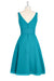 A-line V-neck Chiffon Turquoise Homecoming Dresses - Prom Dresses