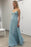 A-line V-neck Floor-length Chiffon Prom with Beading Straps Evening Dresses - Prom Dresses