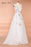A Line V Neck Ivory Lace Prom Flowers Long Evening Dresses with Appliques - Prom Dresses
