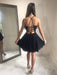 A Line V Neck Little Black Short Prom Dresses Homecoming Dresses, Little Black Formal Dresses, Evening Dresses