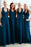 A-Line V-Neck Long Ruched Tulle Bridesmaid Dress - Bridesmaid Dresses