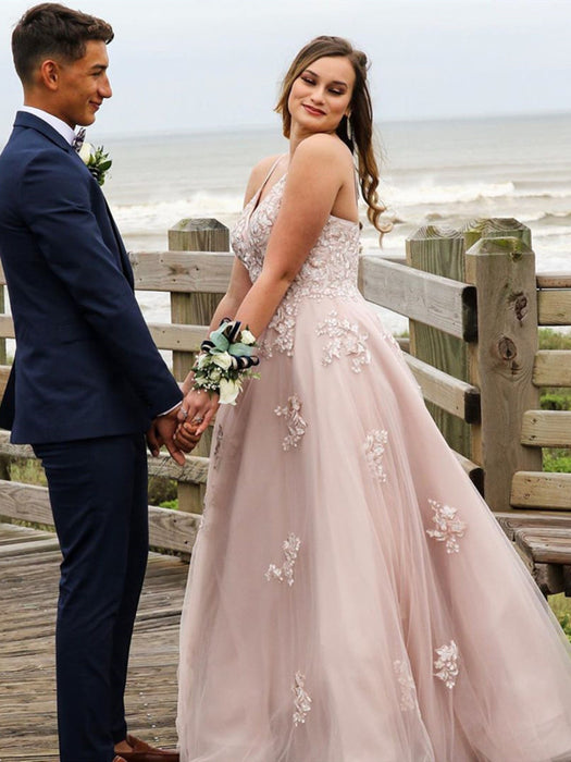 A Line V Neck Open Back Dusty Pink Lace Long Prom, Dusty Pink Lace Lon Bridelily A Line V Neck Open Back Dusty Pink Lace Long Prom, Dusty Pink Lace Lon Bridelily