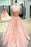 A Line V Neck Prom Lace Appliques Cheap Tulle Party Dress with Beading - Prom Dresses