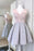 A-Line V-Neck Satin Homecoming with Lace Simple Sleeveless Graduation Dress - Prom Dresses
